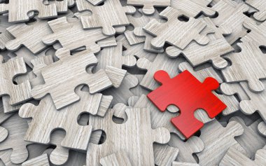 Jissaw bulmaca. Kalabalık konseptinden göze çarpıyor. 3D render