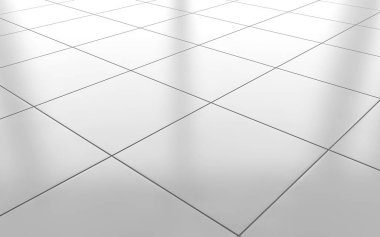 Beyaz parlak Seramik Karo döşeme arka plan. 3D render