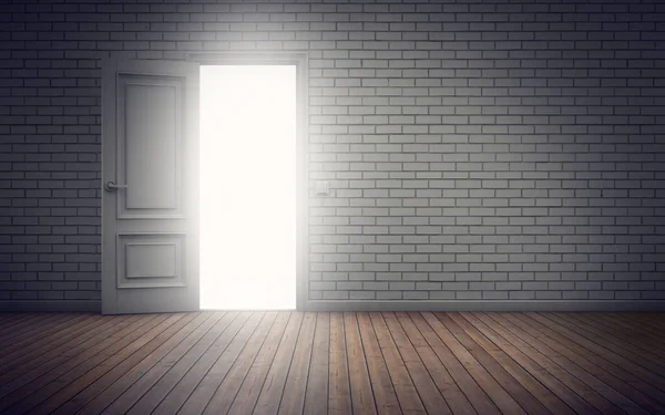 Ljuset som kommer genom dörren. 3D-rendering — Stockfoto