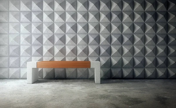 Abstracte lege betonnen interieur met veelhoekige muur patroon en — Stockfoto