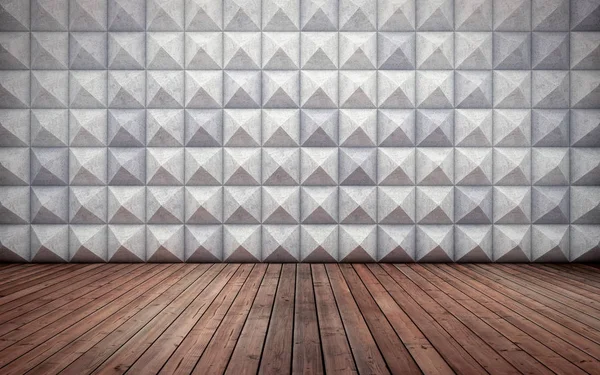 Абстрактно пустой бетонный интерьер с многоугольным рисунком стен и — стоковое фото