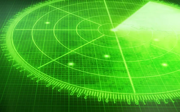 Зелений екран радару з цілями — стокове фото