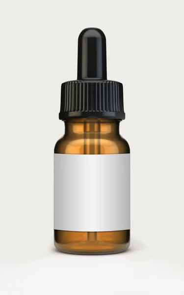 Botella cuentagotas maqueta aislada en blanco. renderizado 3d — Foto de Stock