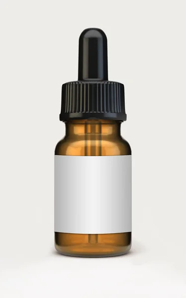 Botella cuentagotas maqueta aislada en blanco. renderizado 3d Imágenes de stock libres de derechos