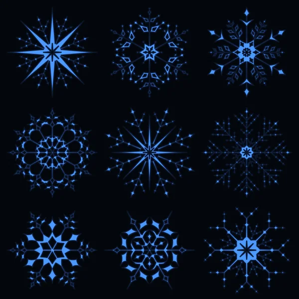 Fiocco di neve scintillante blu — Vettoriale Stock
