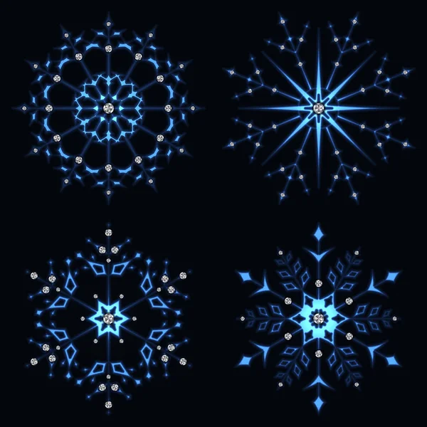 Blå lysande snöflinga — Stock vektor