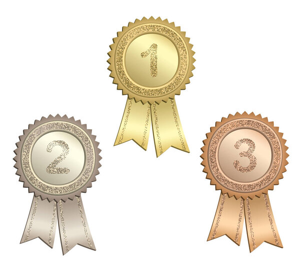 Award ribbons with numbers