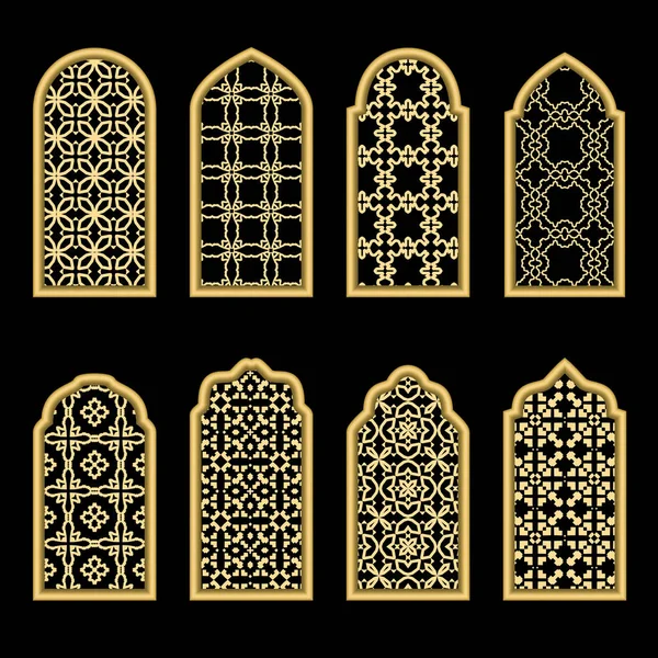 Ventana árabe de oro tradicional — Vector de stock