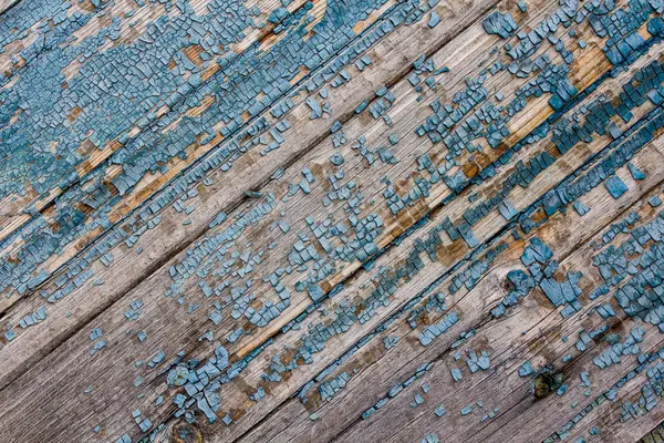 Textuur van oude hout met versleten blauwe verf, vintage, achtergrond — Stockfoto
