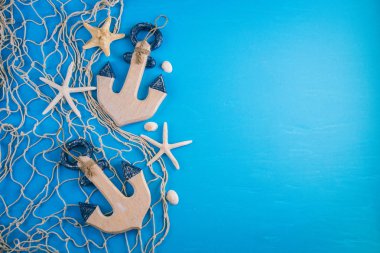 Ahşap arka plan mavi deniz tarzı