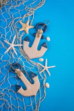 Ahşap arka plan mavi deniz tarzı