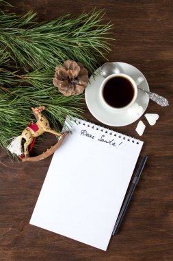 Noel babaya mektup Noel süsler ve çay tablo 