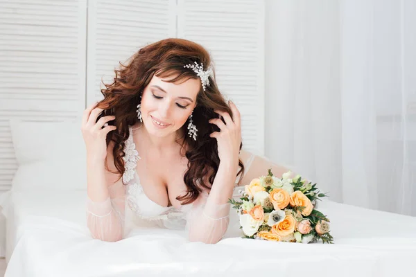 Boudoir brudens morgon — Stockfoto