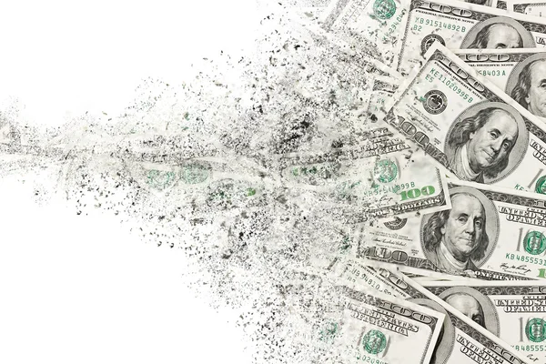 Money american hundred dollar bills disintegration — Stock Photo, Image