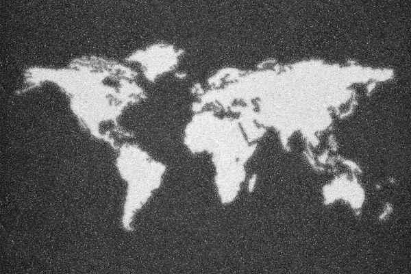 白色的世界地图上涂上沥青背景 — 图库照片
