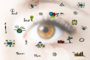 İş semboller aracılığıyla insan gözü görüntüsünü kapatmak