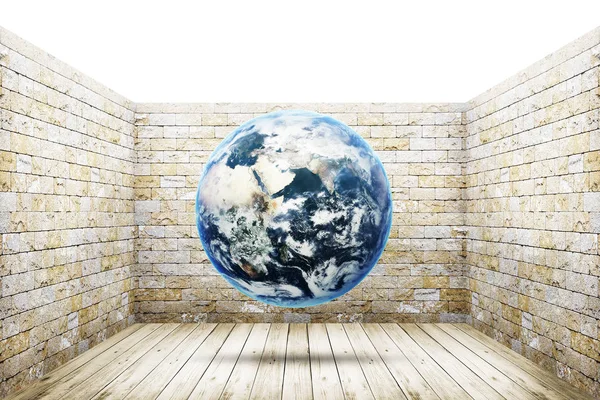 世界地球地球仪成旧房间背景 — 图库照片