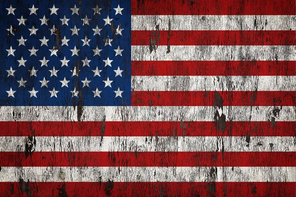 USA flag on grunge wood texture background — Stock Photo, Image