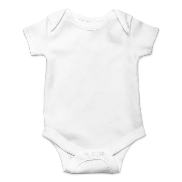 Blanco bebé onesie aislado sobre fondo blanco —  Fotos de Stock