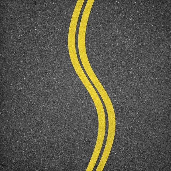 Asphalt texture background with yellow line — Stock Photo, Image