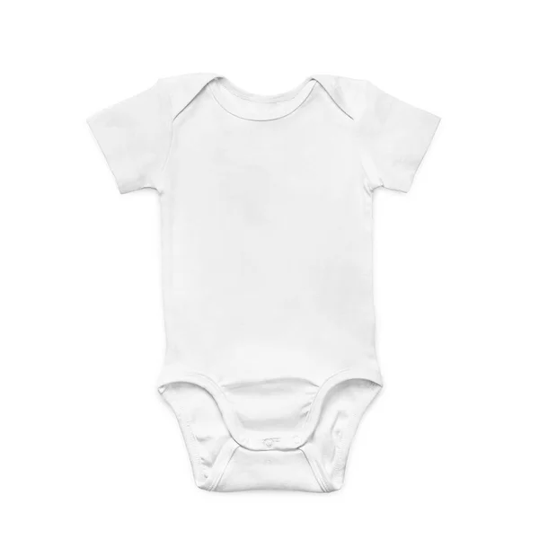 Fehér baby onesie elszigetelt fehér háttér felett. — Stock Fotó