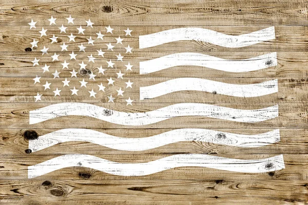 Grunge USA flag painted over wood background — Stock Photo, Image