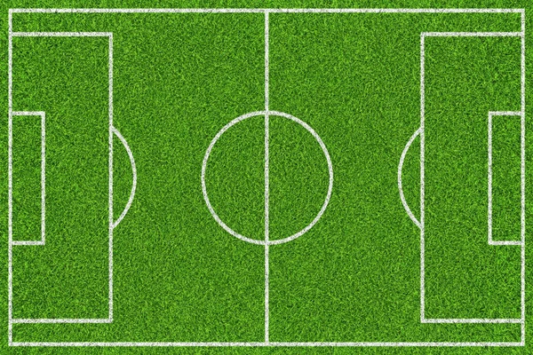 Green soccer field with white lines. Top view background — Stock Photo, Image