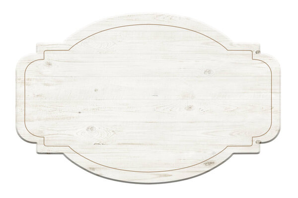 Wooden label isolated over white background 