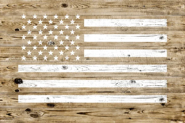 Grunge USA flag painted over wood background — Stock Photo, Image