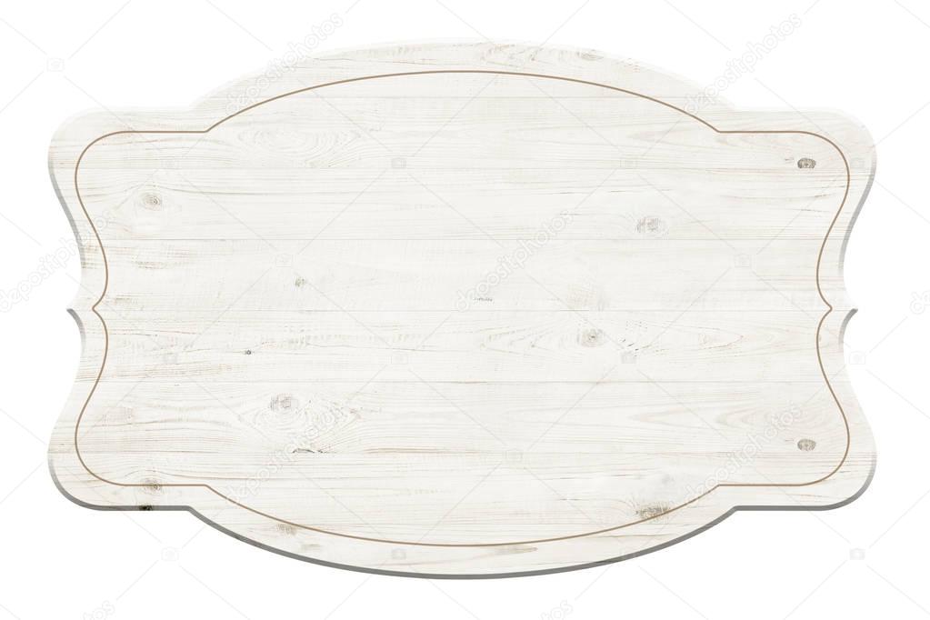 Wooden label isolated over white background 