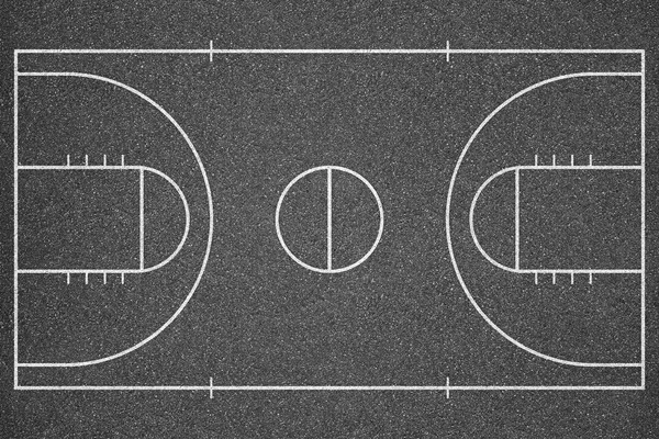 Vista superior de cancha de baloncesto. Antecedentes de asfalto —  Fotos de Stock