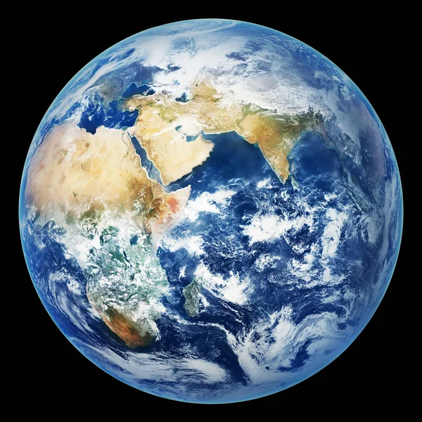 Terra globo isolado no fundo preto — Fotografia de Stock