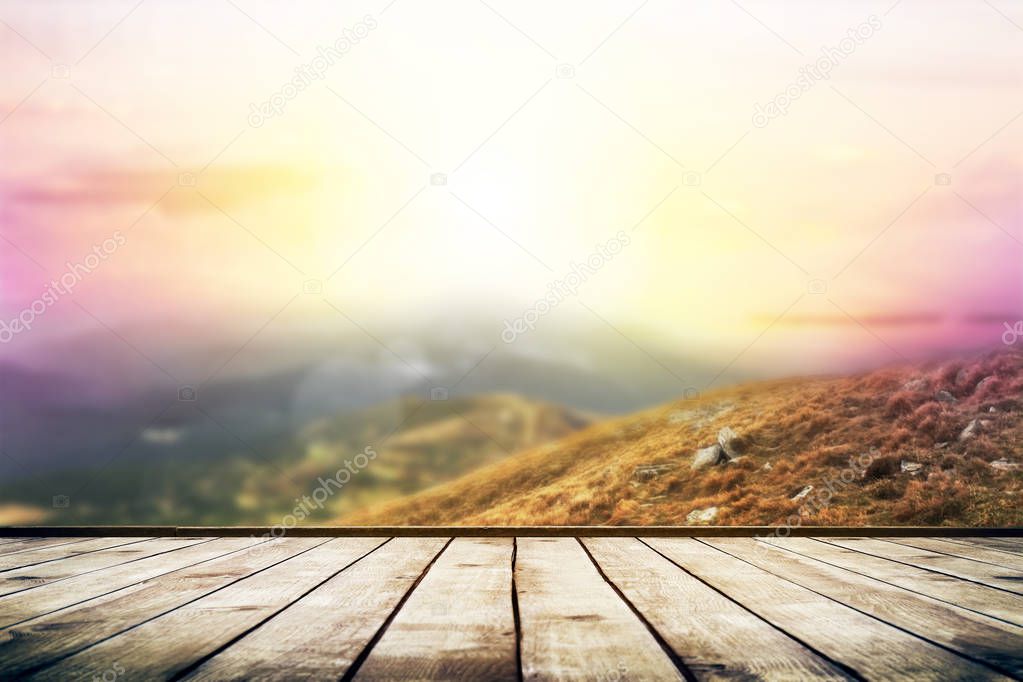 Mountains landscape with sunlight. Beauty nature background