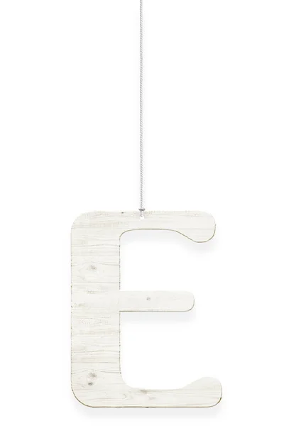 Wooden letter with rope isolated over white background. Part of alphabet — Stock Photo, Image