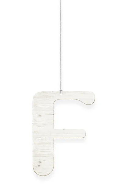 Wooden letter with rope isolated over white background. Part of alphabet — Stock Photo, Image