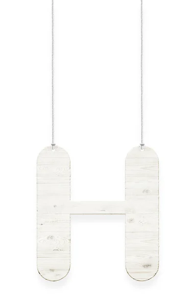 Holzbuchstabe mit Seil isoliert über weißem Hintergrund. Teil des Alphabets — Stockfoto