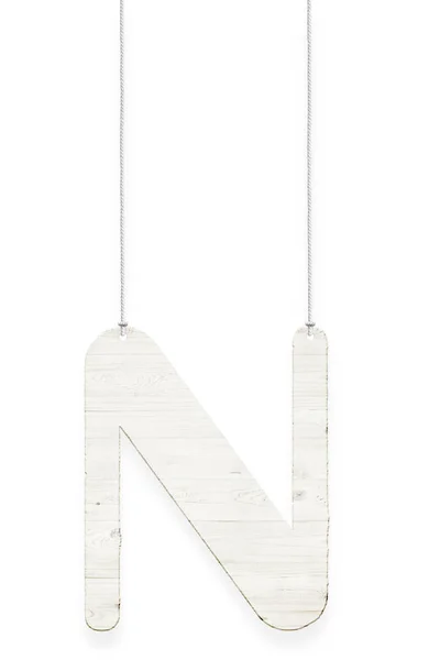 白い背景に分離したロープで木製の文字。アルファベットの一部 — ストック写真