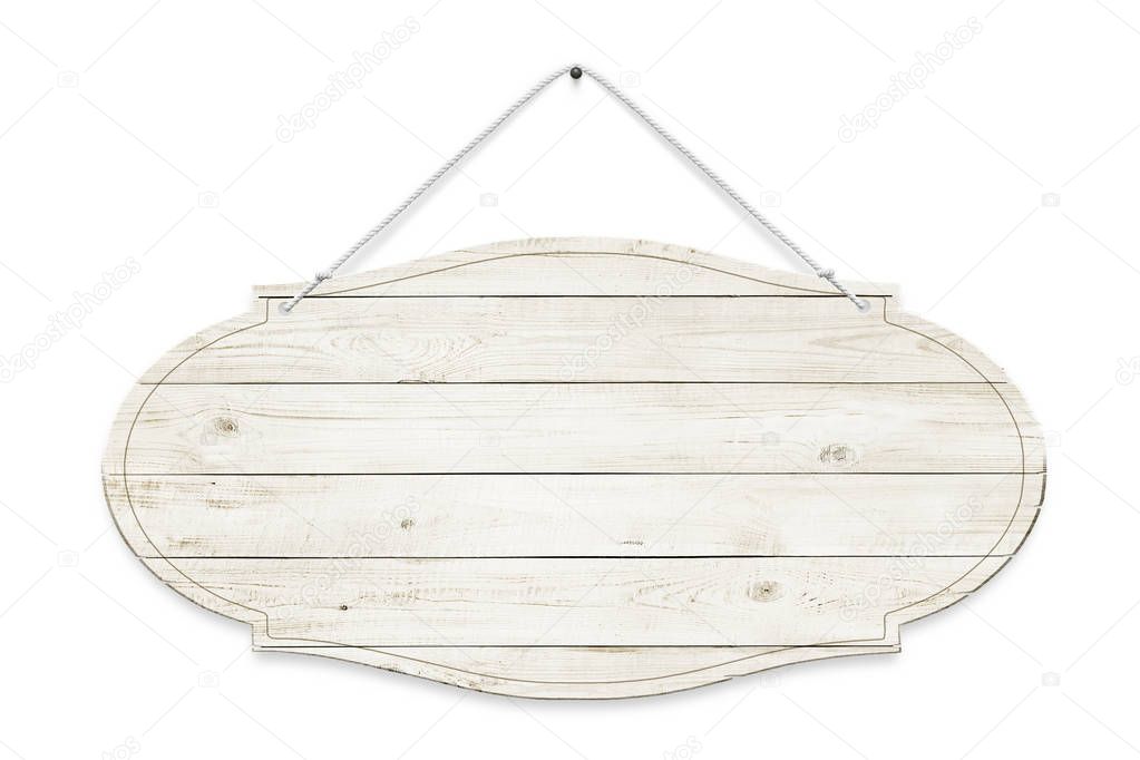 Wooden sign isolated over white background