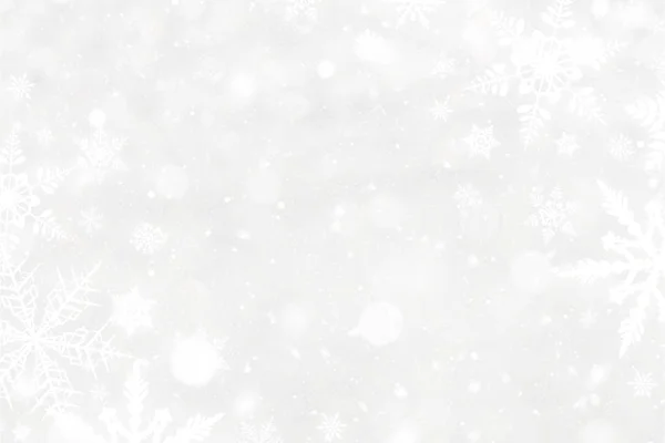 Bianco fiocchi di neve e blu bokeh sfondo di Natale — Foto Stock
