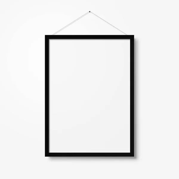 White blank photo frame mockup with ropes isolated over white background — Stock Photo, Image