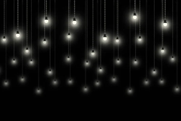 Lámparas de guirnalda sobre negro. Fondo decorativo —  Fotos de Stock