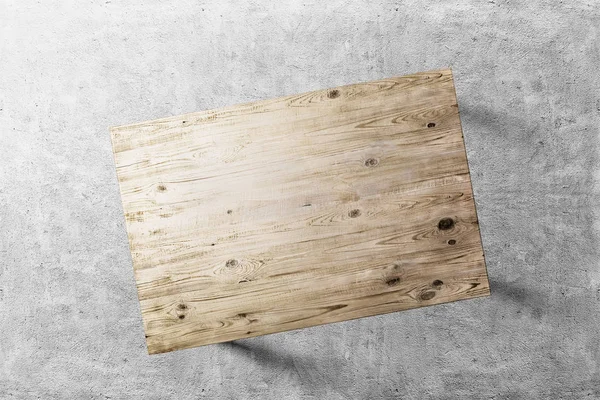 Ξύλινο τραπέζι στο τσιμεντένιο πάτωμα. Το Top view — Φωτογραφία Αρχείου