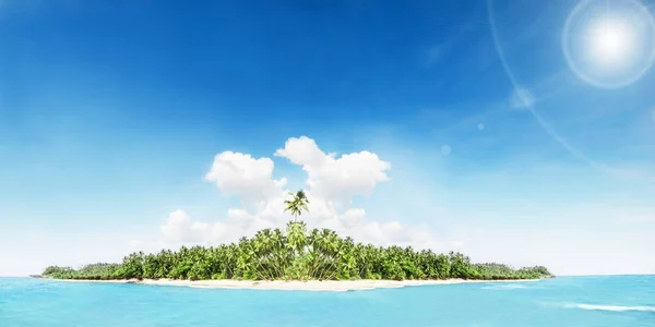 Tropikalna plaża z palmami. piękne morze natura tło — Zdjęcie stockowe