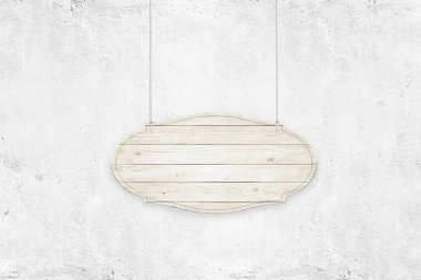 Birlikte hafif beton duvar arka plan üzerine ipler ahşap işareti