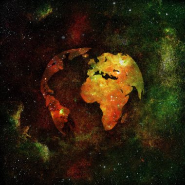 Dünya gezegen yer galaksiye yıldız şeklinde soyut resim