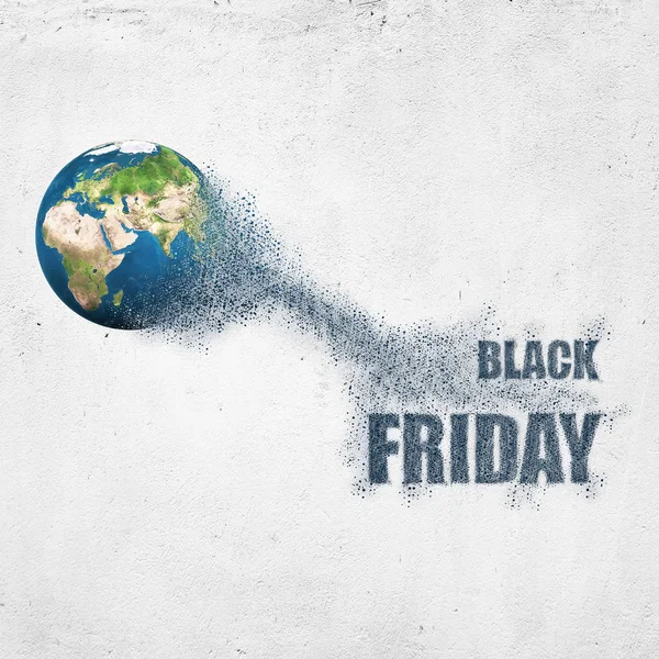 World disintegrate in a small parts and flying into words Black Friday