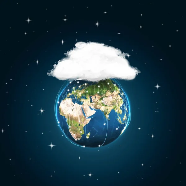 Earth globe with cloud over dark space background. — Stock Photo, Image