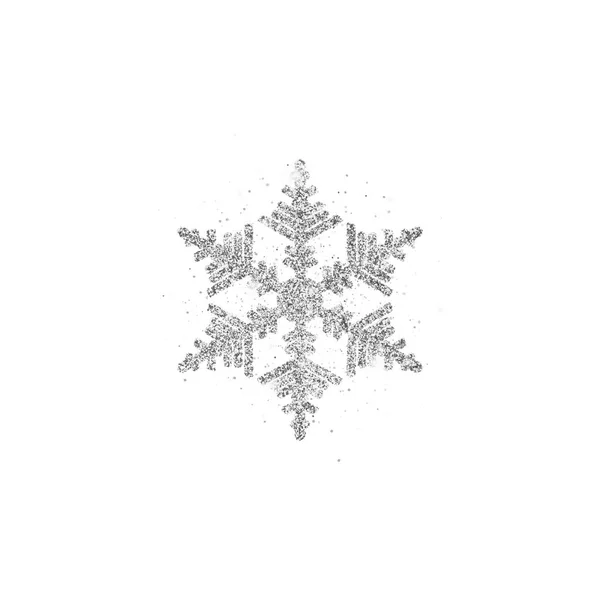 Zilver glitter sneeuwvlok op witte achtergrond. Kerstkaart — Stockfoto