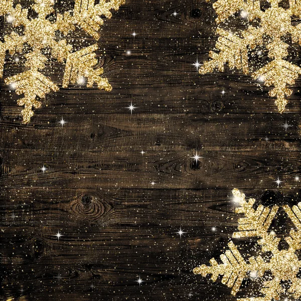 Λάμψη του χρυσού νιφάδες χιονιού κάρτα διακοπών Χριστουγέννων — Φωτογραφία Αρχείου