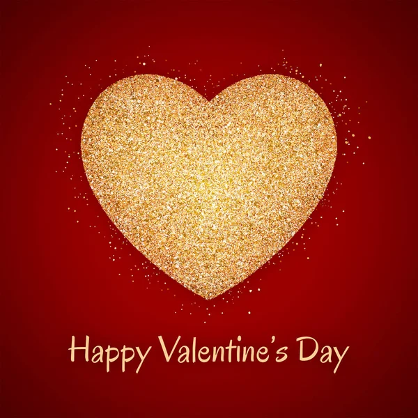 Glitter hart vorm op rode achtergrond. Valentines day card — Stockfoto